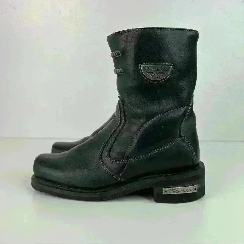 Milwaukee Women's Motorcycle Boots Size 6.5 Black Shifter Side-zip - Picture 4 of 12